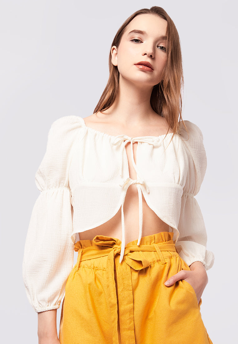 Tie Front Long Sleeve Blouse