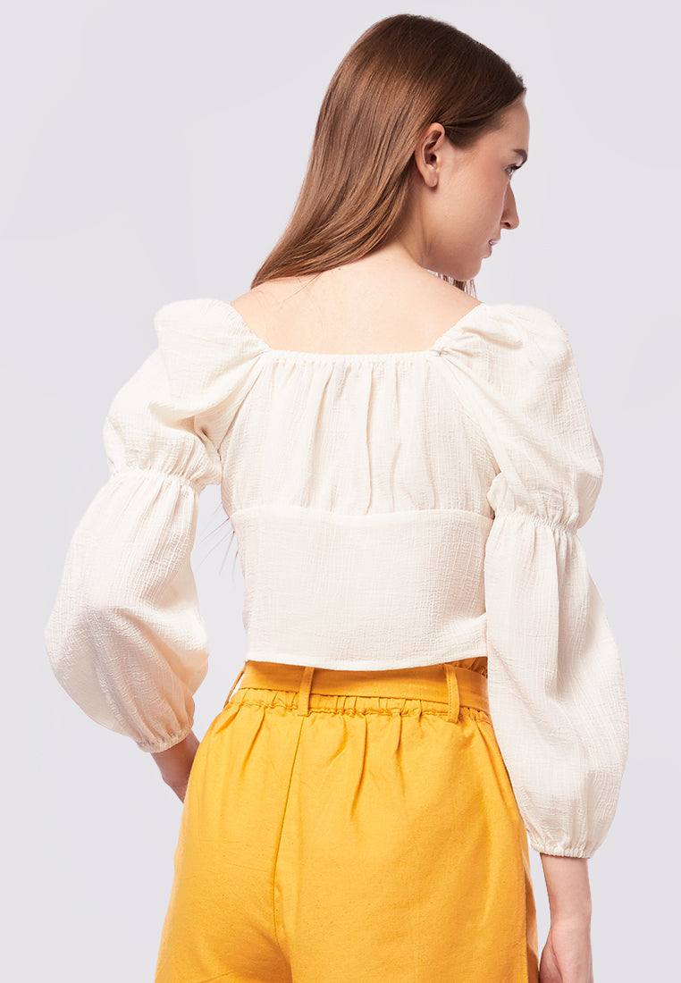 Tie Front Long Sleeve Blouse