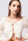 Tie Front Long Sleeve Blouse