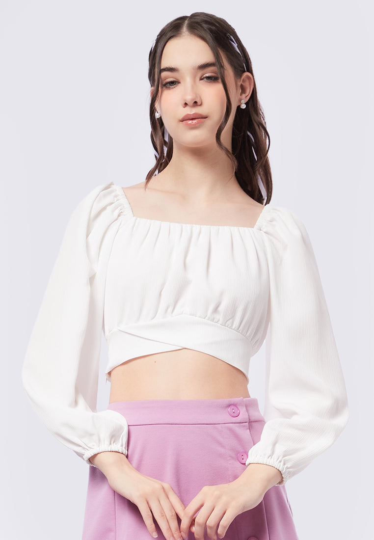 Textured Tie Back Crop Top