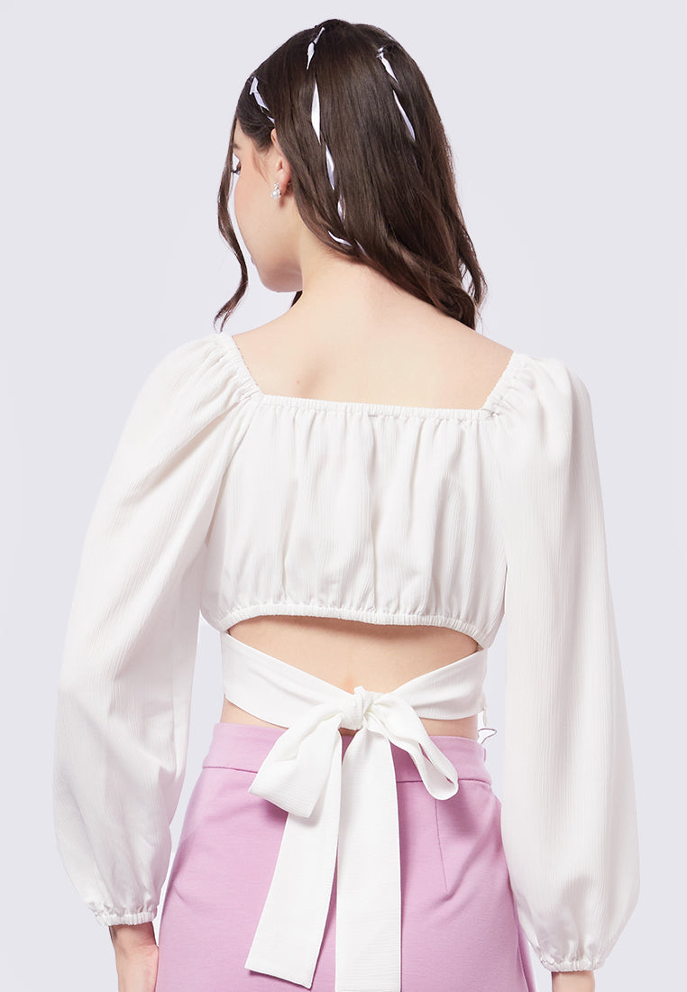 Textured Tie Back Crop Top