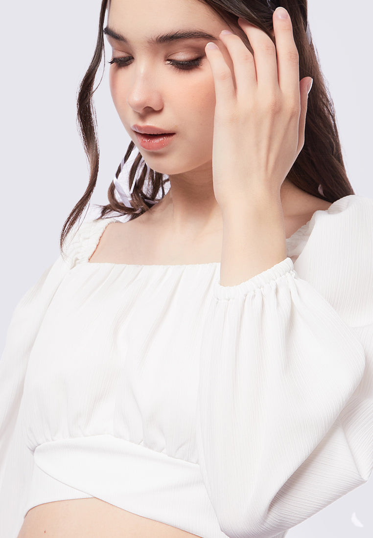 Textured Tie Back Crop Top