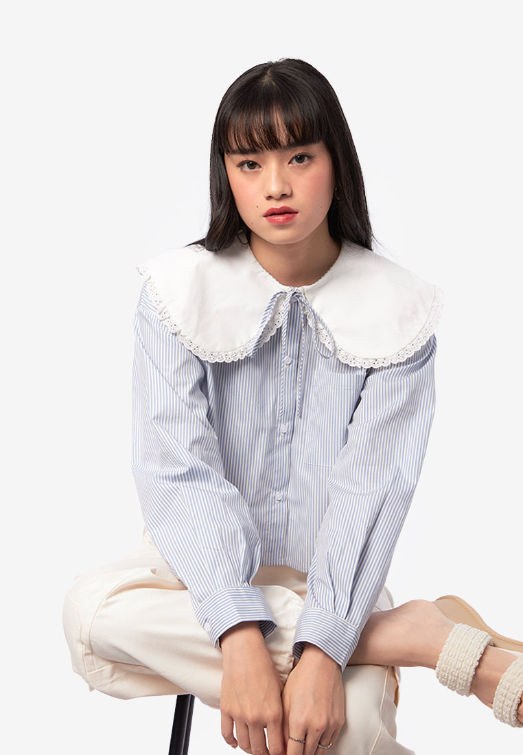 Contrast Peterpan Collar Blouse