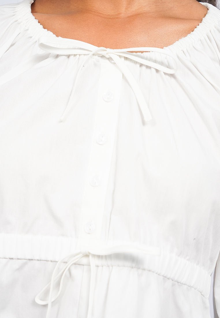 Round Neck Puff Sleeve Blouse