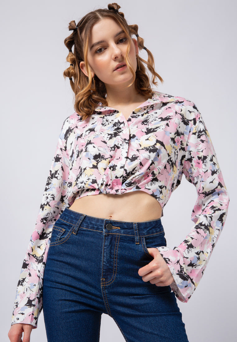 Pleated Crop Blouse