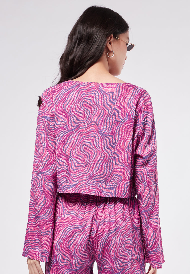 Printed Blouse with Double Tie Details
