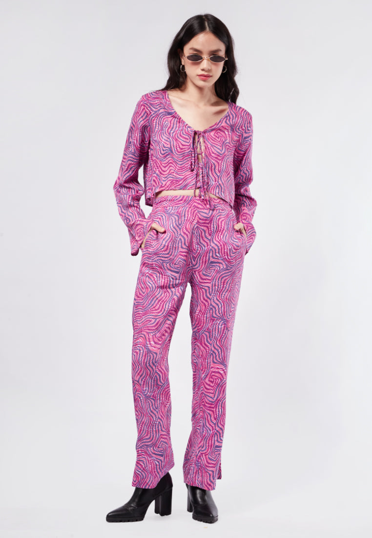Printed Blouse with Double Tie Details