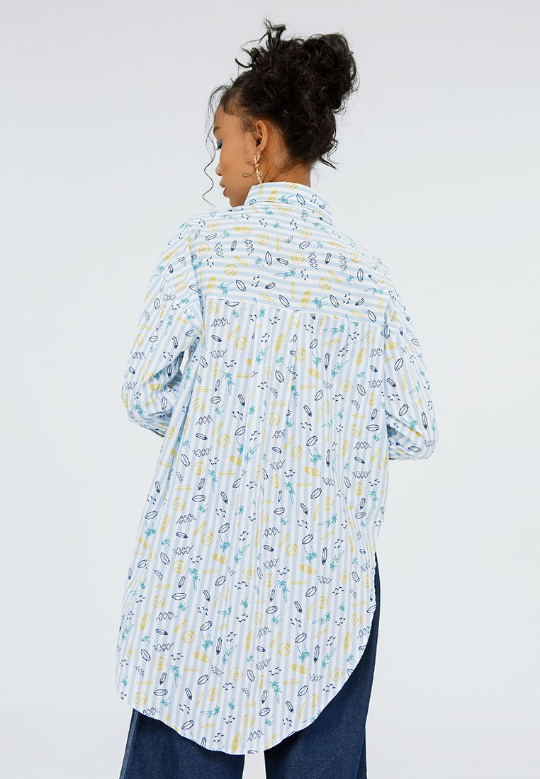 All Over Print Asymmetric Blouse