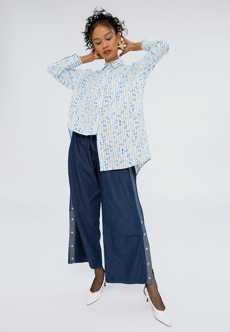 All Over Print Asymmetric Blouse