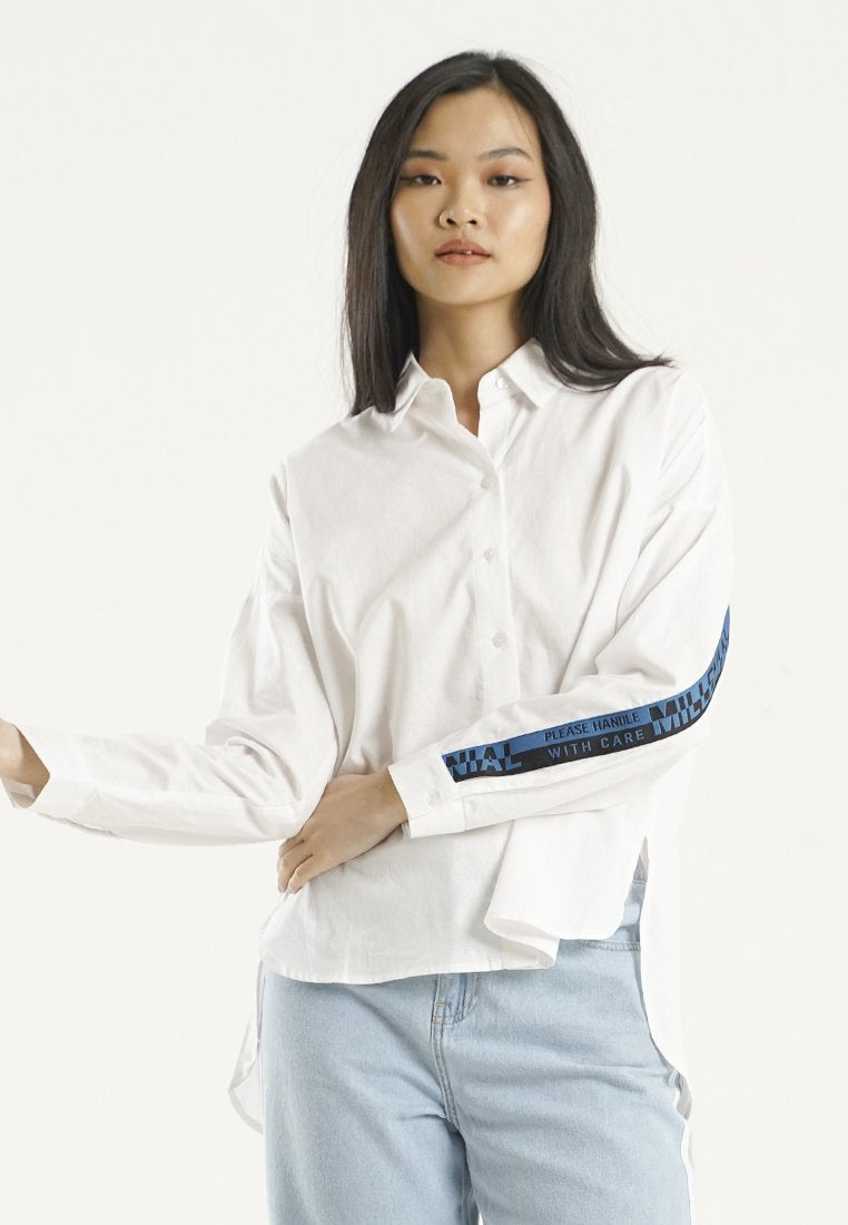 Oversized Shirt with Slogan Tape