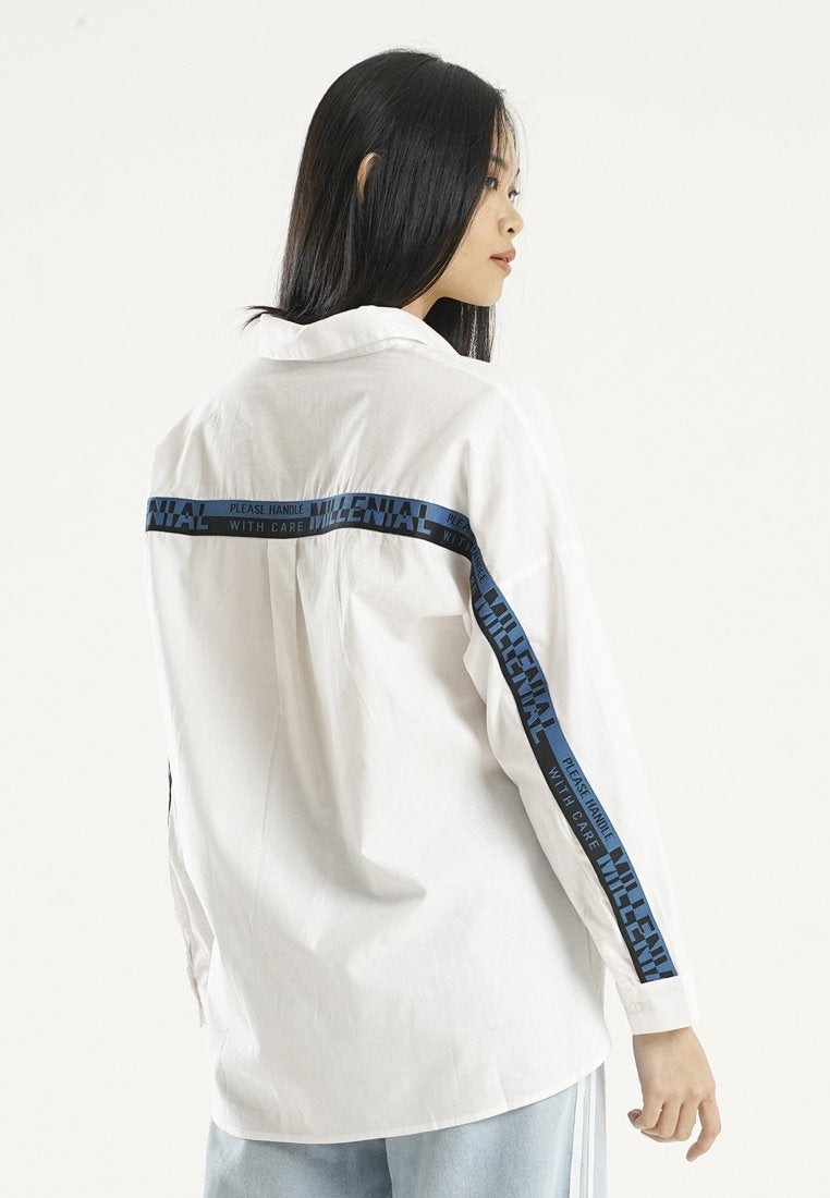 Oversized Shirt with Slogan Tape