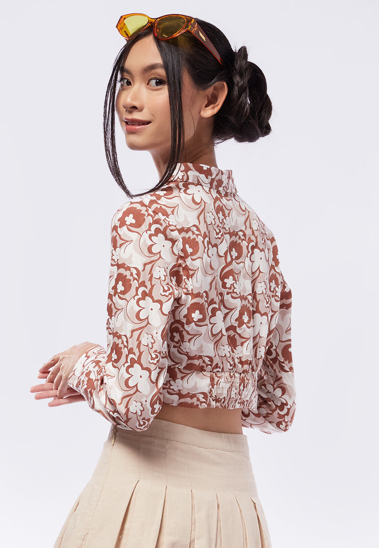 Long Sleeve Blouse with Ruched Front