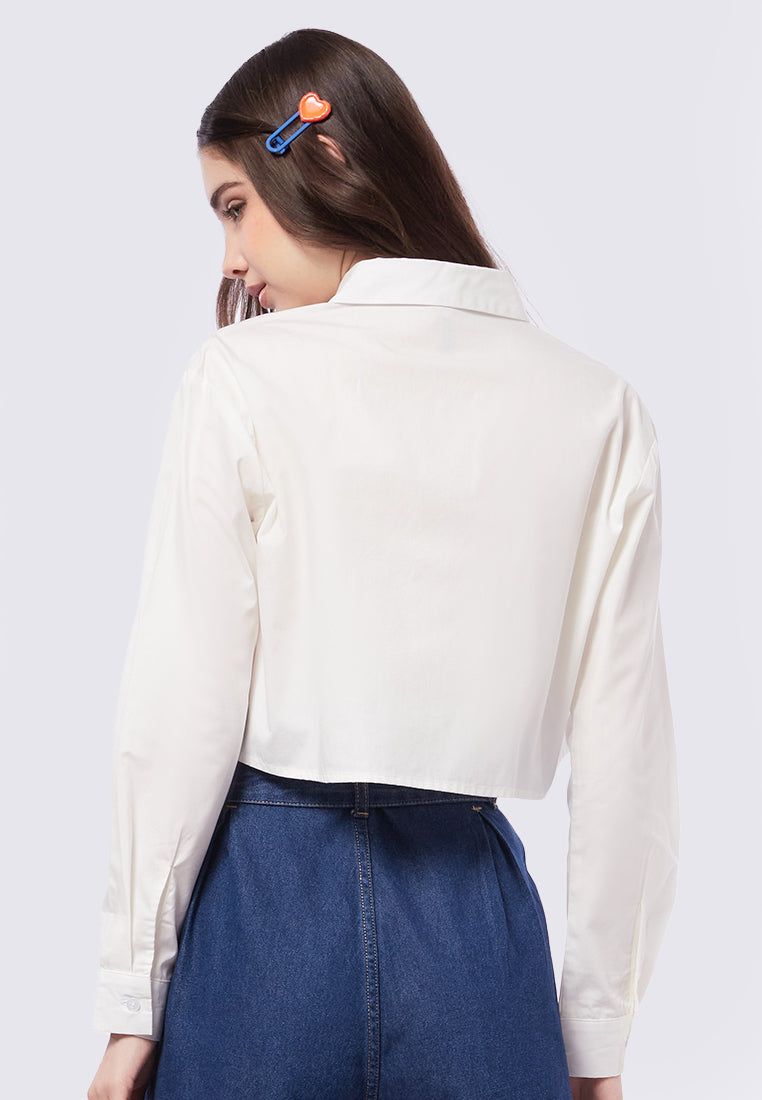 Crop Long Sleeve Shirt with Pocket
