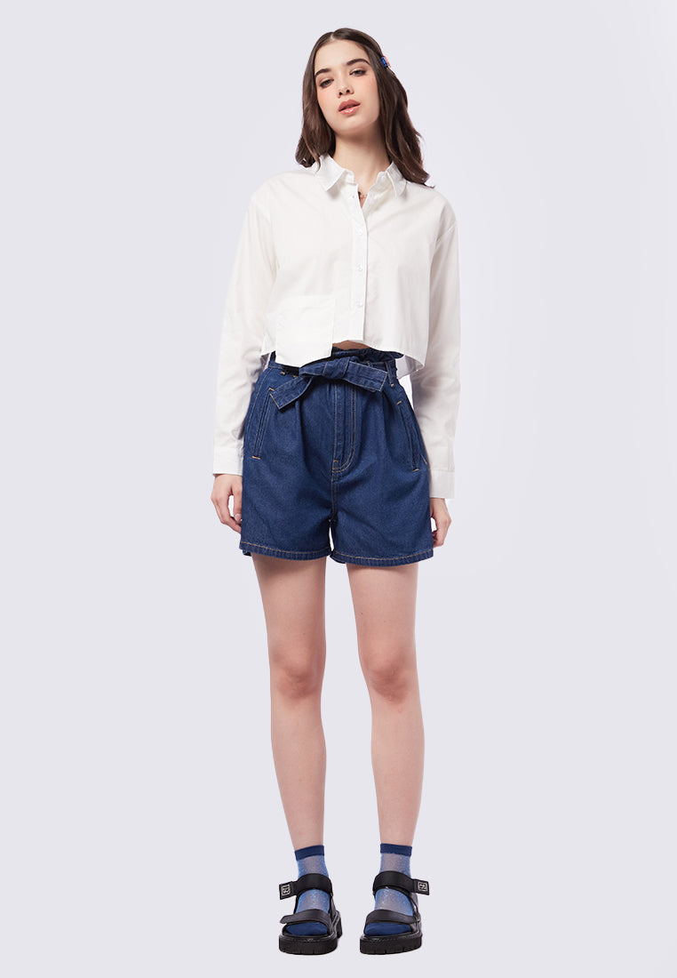 Crop Long Sleeve Shirt with Pocket