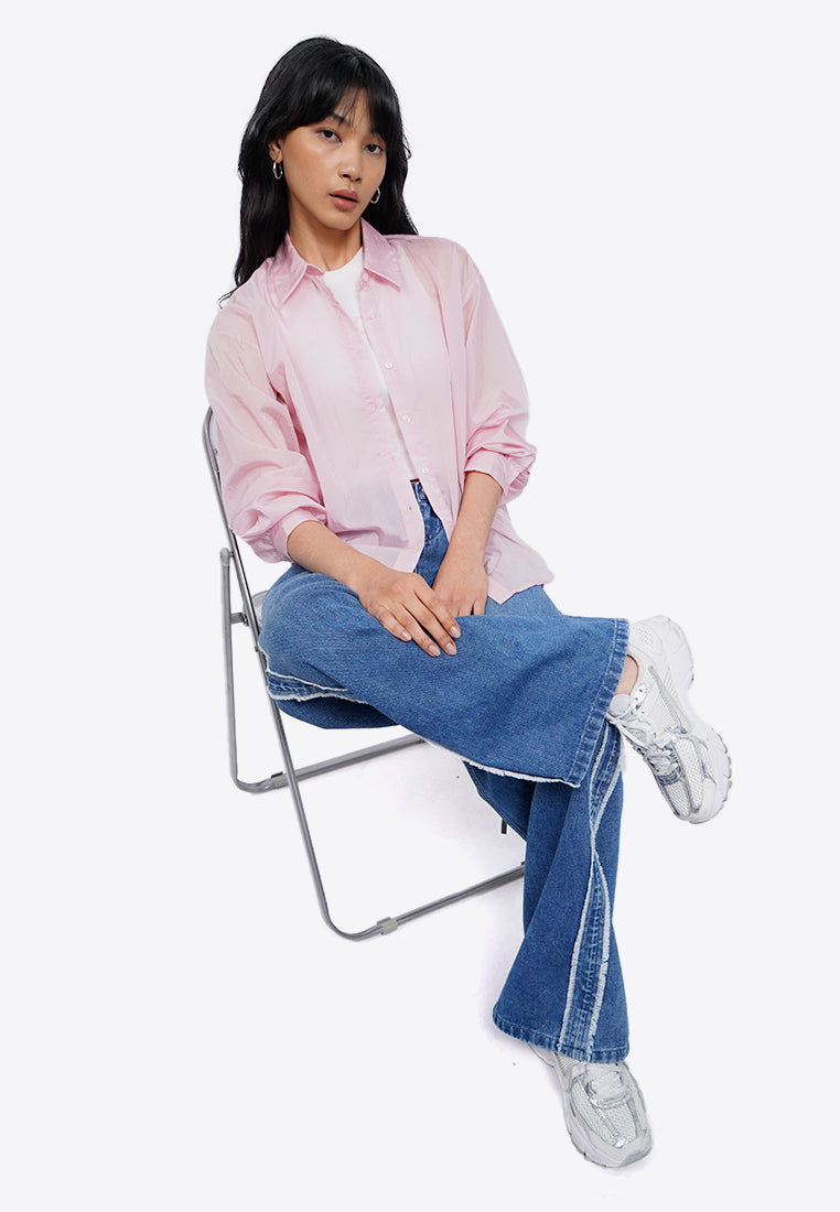 See Through Balloon Sleeve Shirt