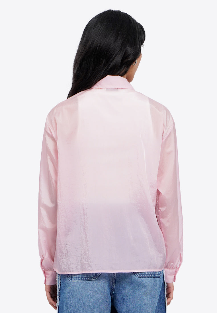 See Through Balloon Sleeve Shirt