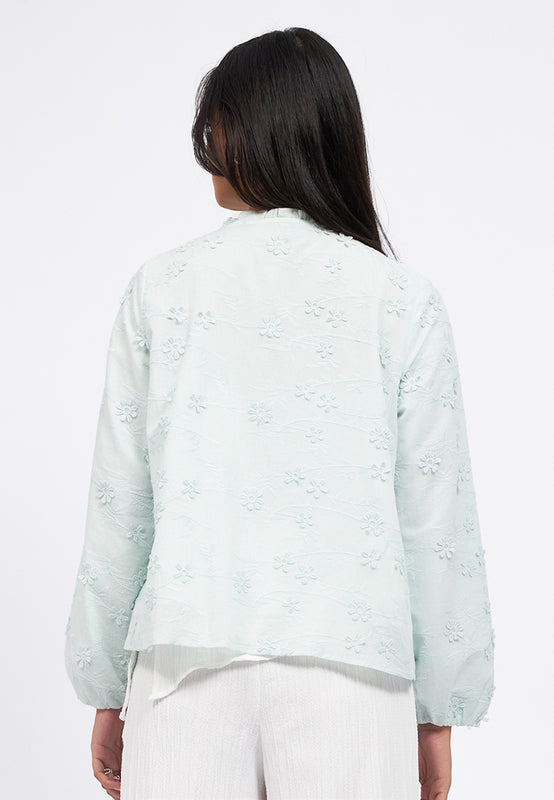Flower Embroidery Long Sleeve Blouse