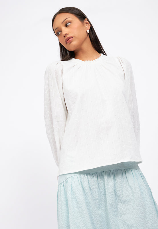 Round Neck Long Sleeve Blouse