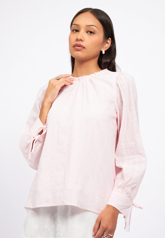 Round Neck Long Sleeve Blouse