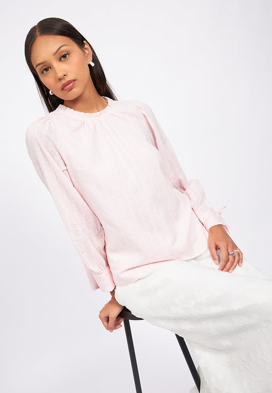 Round Neck Long Sleeve Blouse
