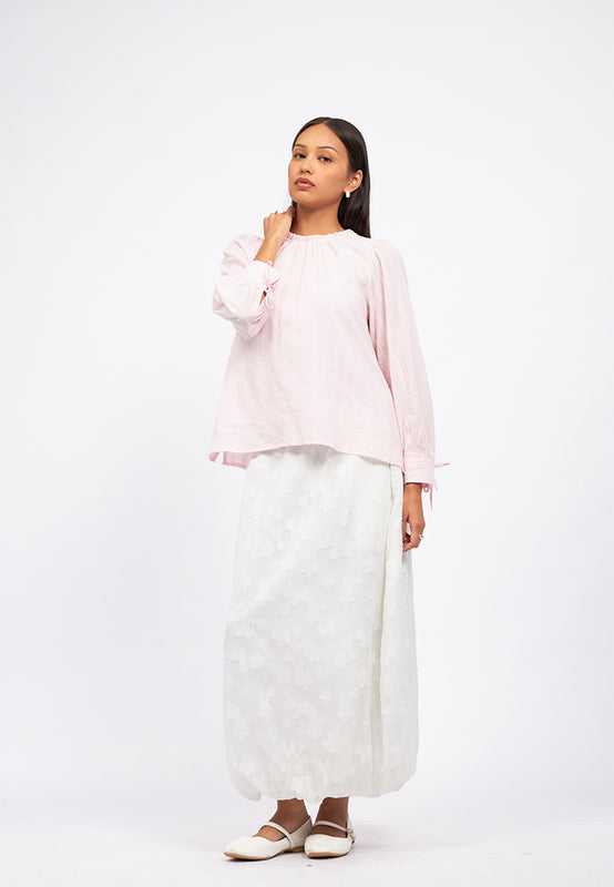 Round Neck Long Sleeve Blouse