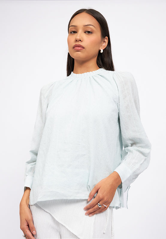 Round Neck Long Sleeve Blouse