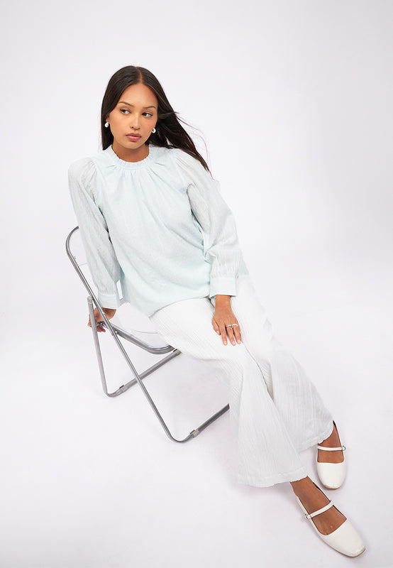 Round Neck Long Sleeve Blouse