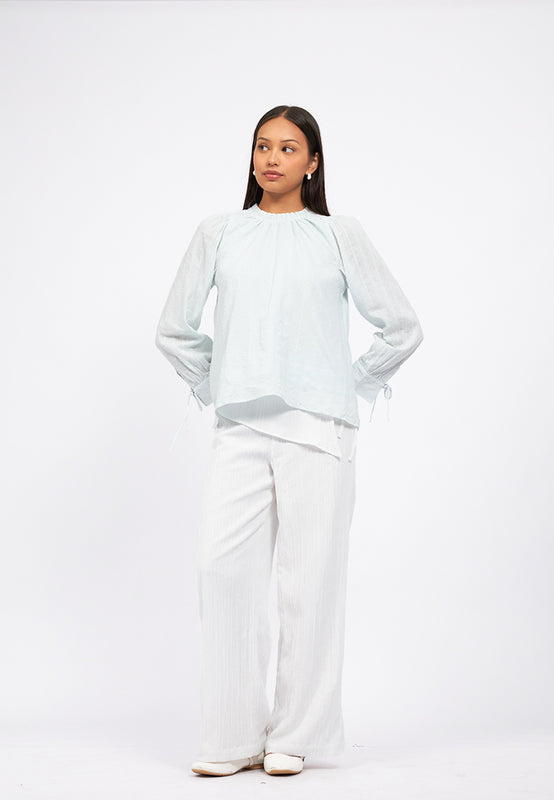 Round Neck Long Sleeve Blouse