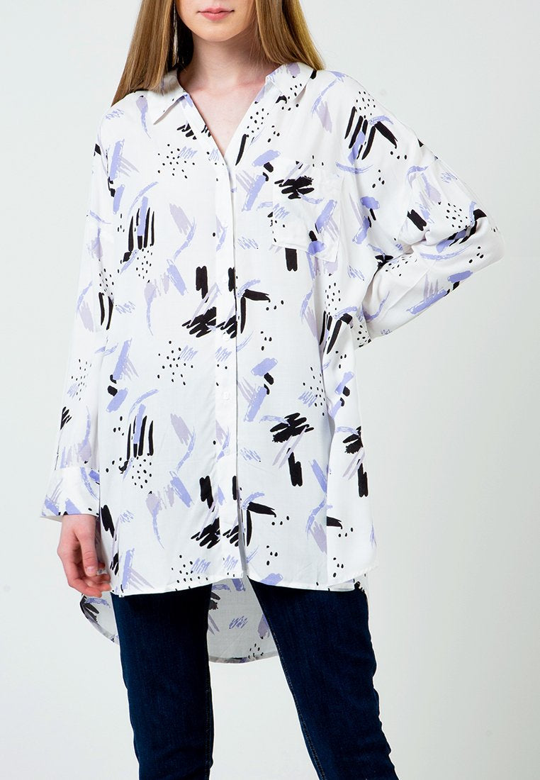 Printed Long Loose Shirt
