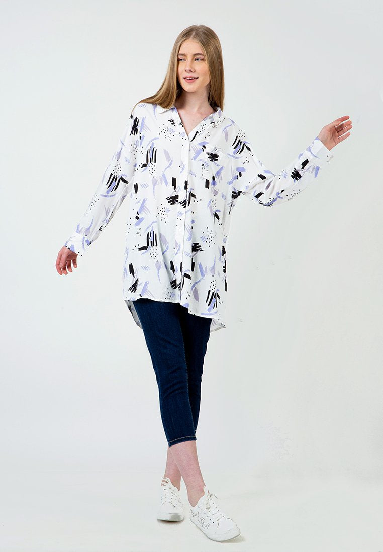 Printed Long Loose Shirt