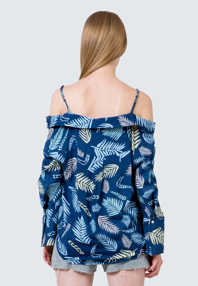 Off Shoulder Oversized Tropical Shirt