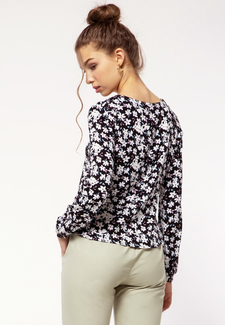 Print V-neck Blouse