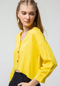 Horn Button V Neck Shirt