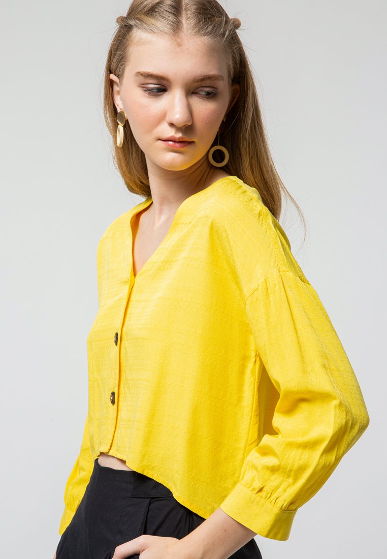 Horn Button V Neck Shirt