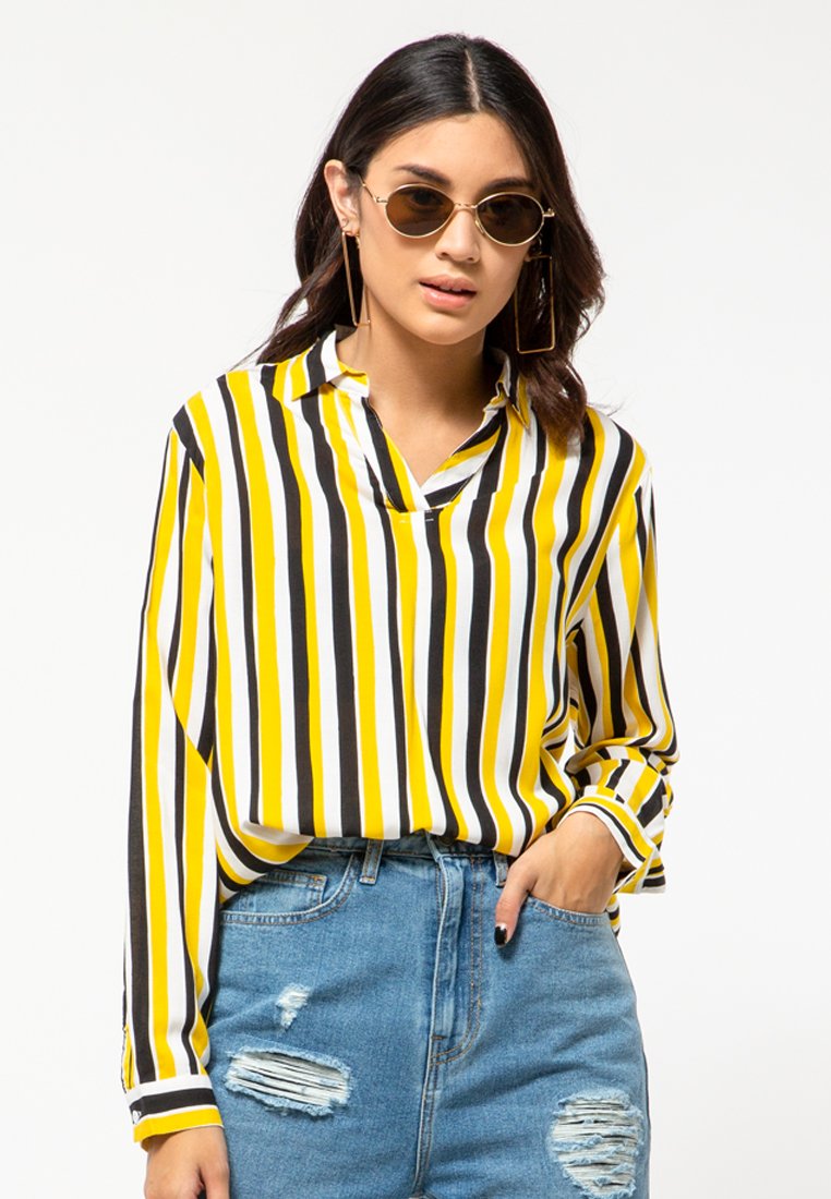 Yellow V-Neck Blouse