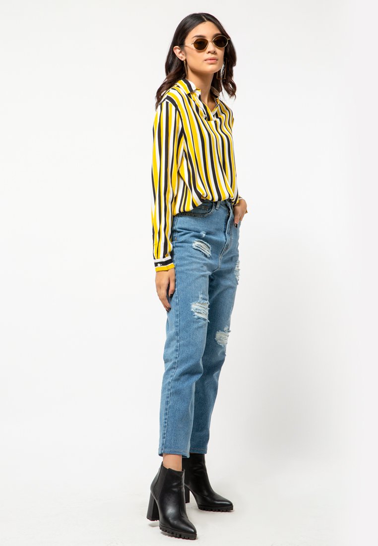 Yellow V-Neck Blouse