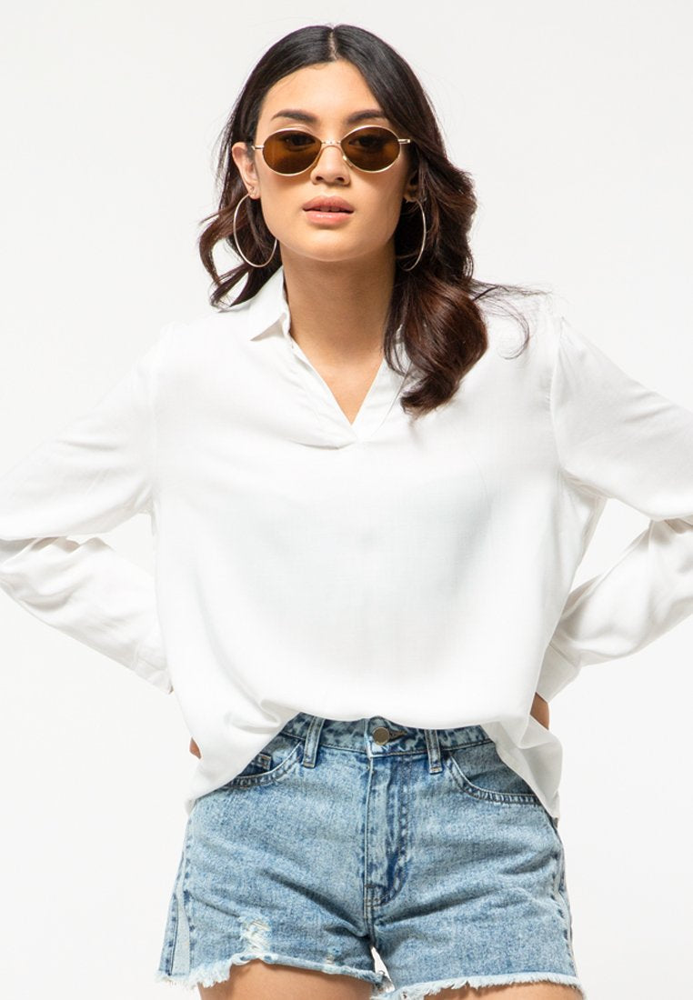 Off White V-Neck Blouse