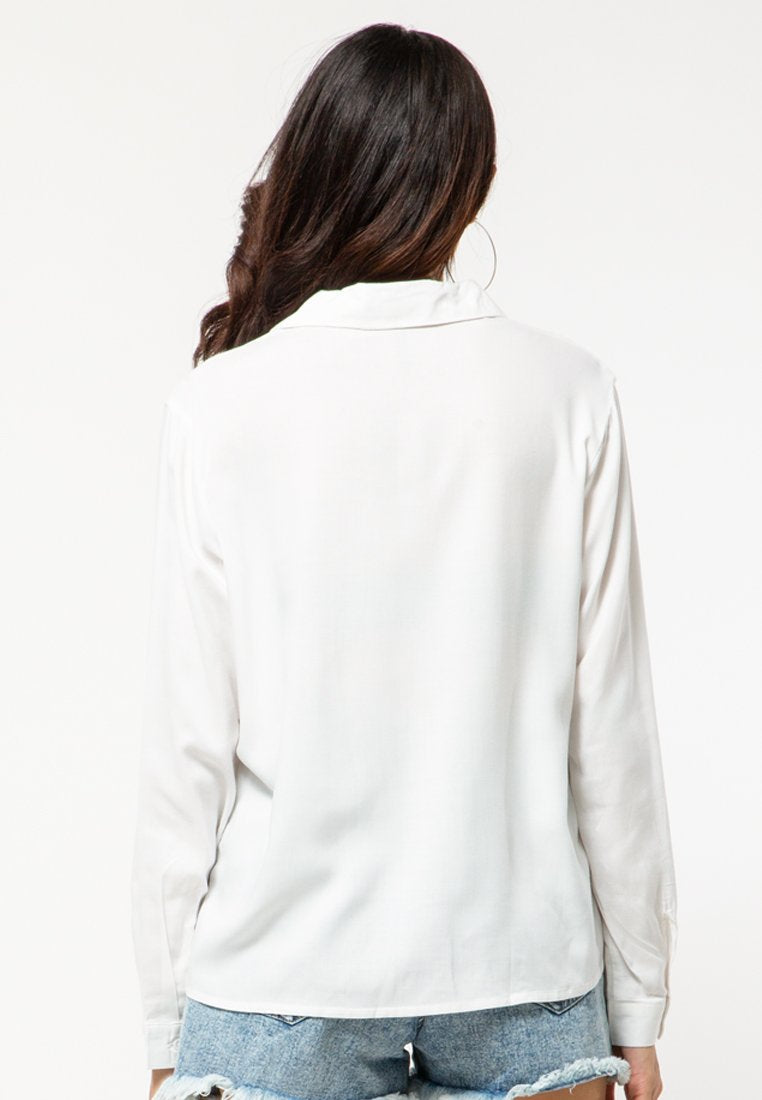 Off White V-Neck Blouse