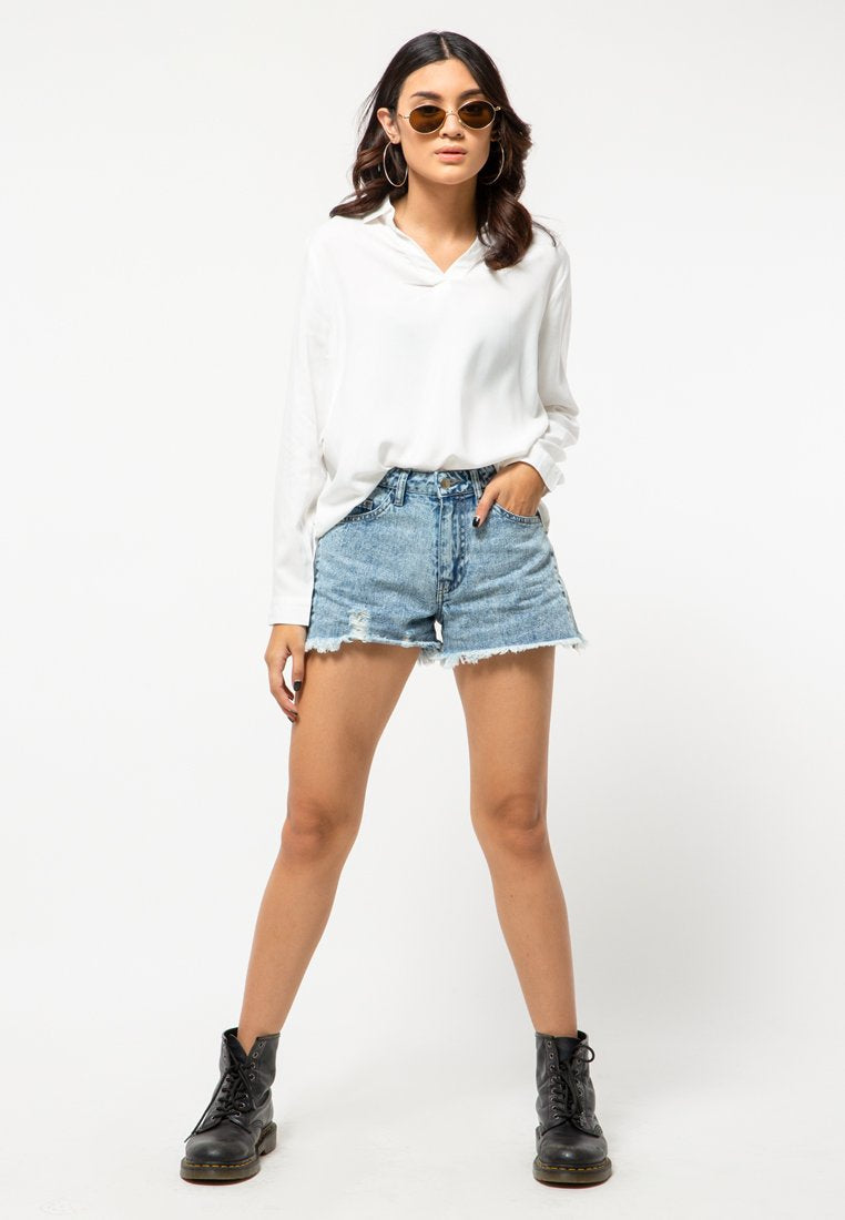 Off White V-Neck Blouse