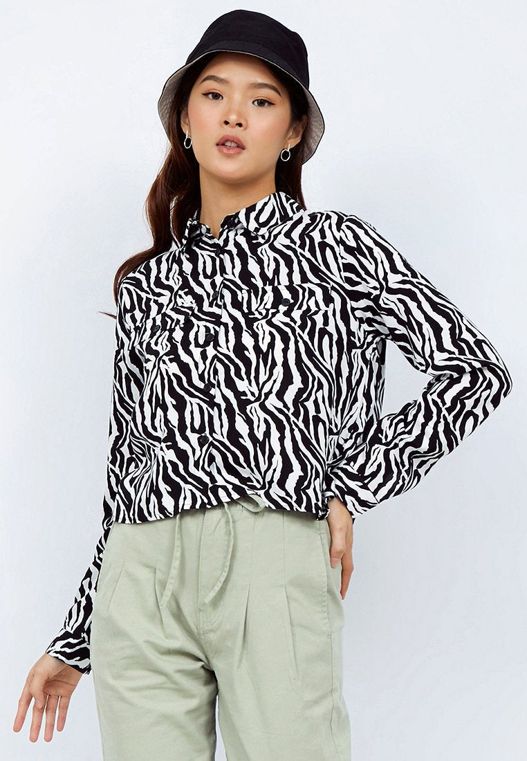 Crop Shirt with Front Pocket
