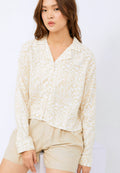Printed Long Sleeve Crop Blouse