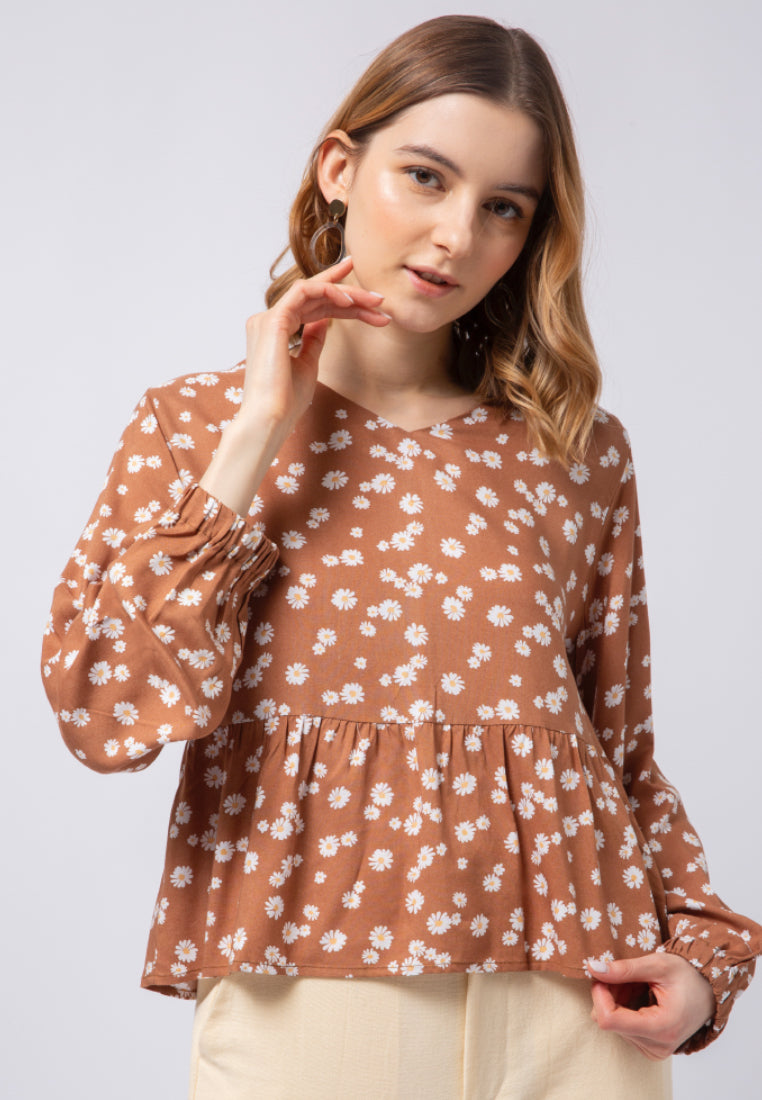 V-neck Printed Blouse
