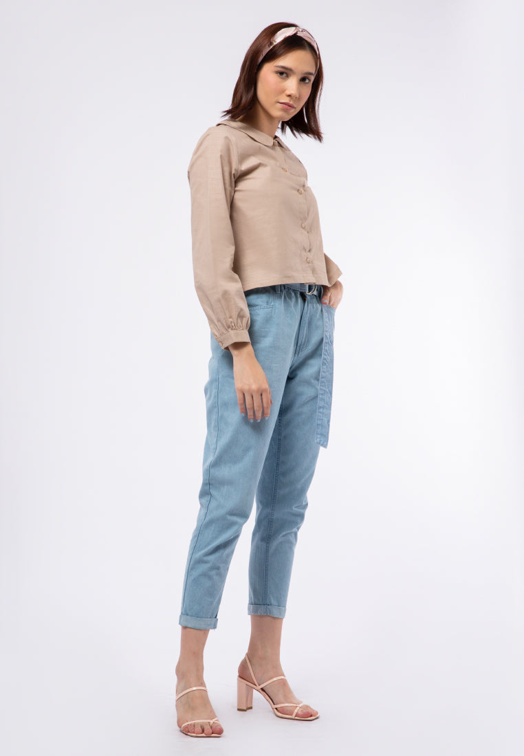 Puff Sleeve Blouse with Peterpan Collar