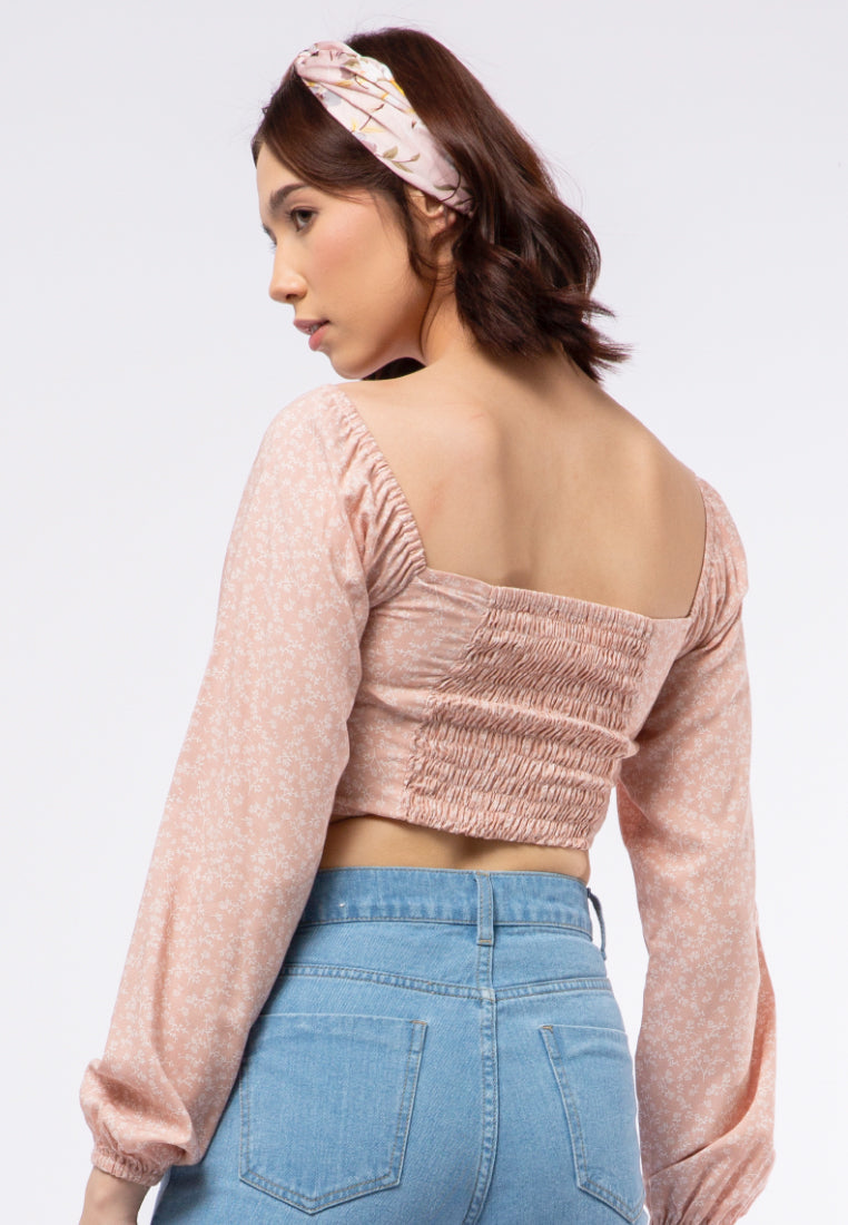 Printed Puffy Long Sleeve Blouse