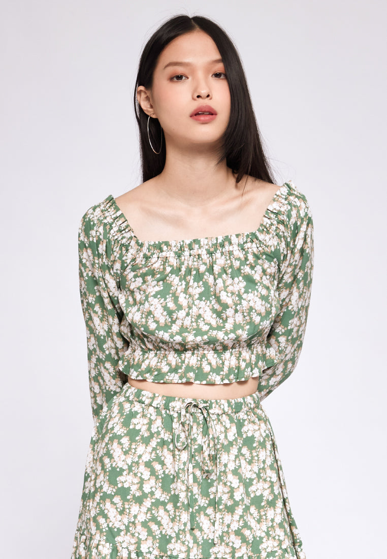 Puffy Long Sleeve Crop Top