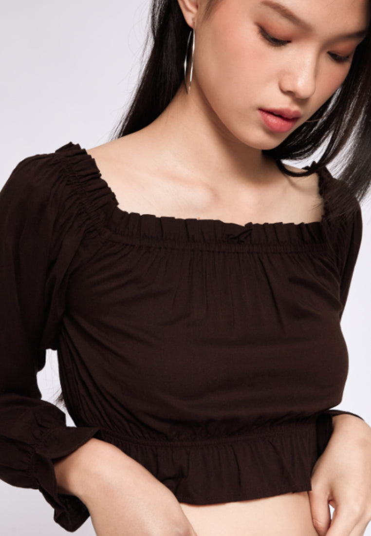 Puffy Long Sleeve Crop Top