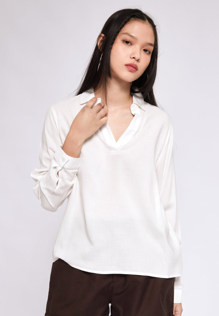 V-neck Long Sleeve Blouse