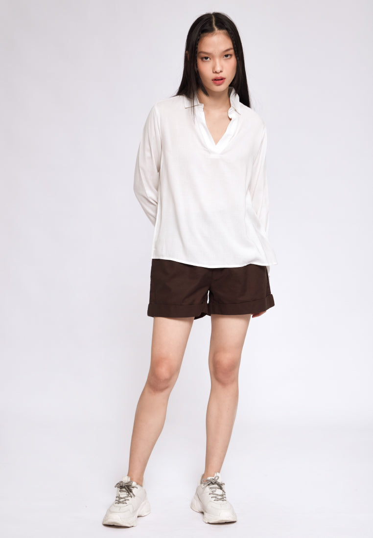 V-neck Long Sleeve Blouse