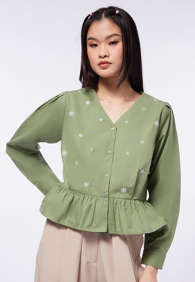 Long Sleeve Peplum Blouse