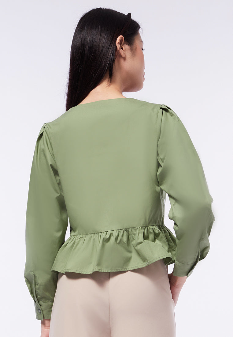 Long Sleeve Peplum Blouse